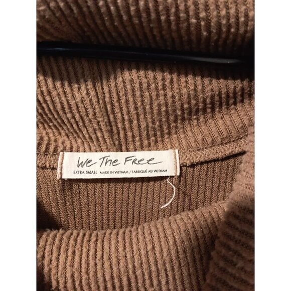 We the Free Snow Bunny Sz XS Off Shoulder Cowl Neck Ribbed Sweater Caramel - Picture 4 of 6